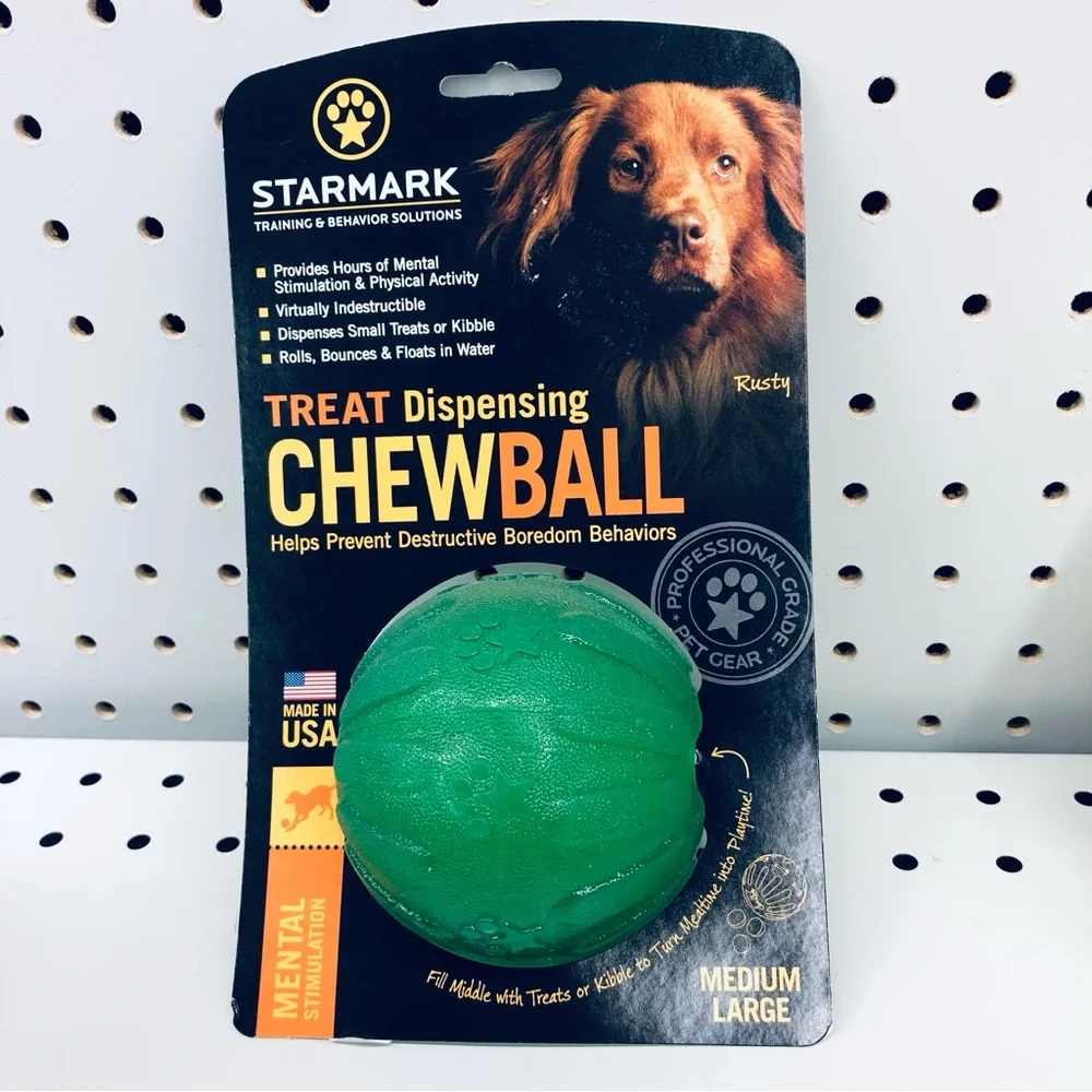 NEW STARMARK Dog Toy Treat Dispensing CHEWBALL Medium Large Green